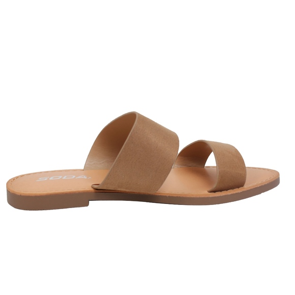 Size 10 Light Tan Double Strap Flat Sandal - Picture 5 of 7